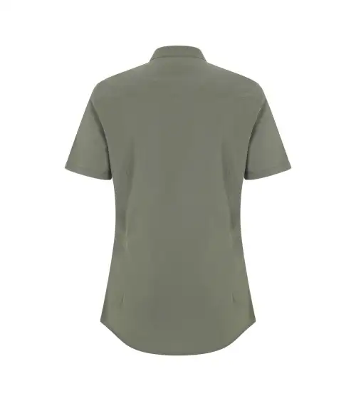 CAMISA MUJER POPELIN MANGA CORTA STRETCH VERDE OLIVA FRENTE