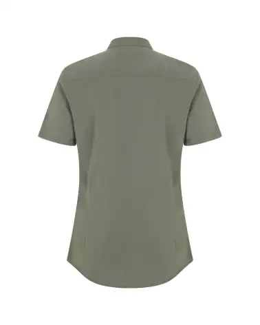 CAMISA MUJER POPELIN MANGA CORTA STRETCH VERDE OLIVA ESPALDA