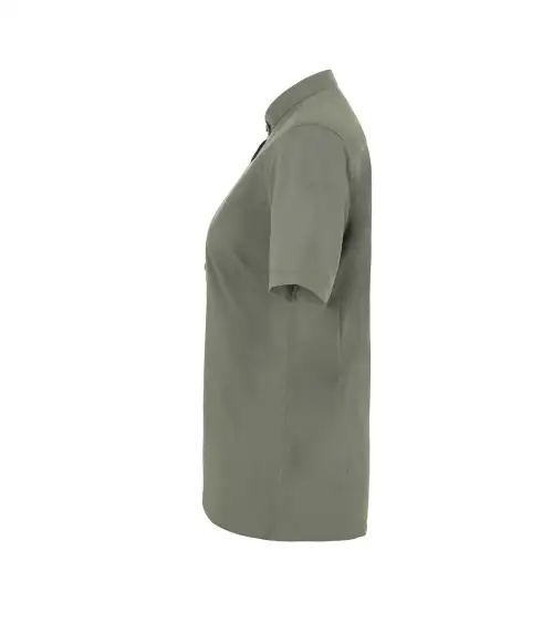 CAMISA MUJER POPELIN MANGA CORTA STRETCH VERDE OLIVA FRENTE