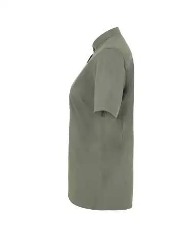 CAMISA MUJER POPELIN MANGA CORTA STRETCH VERDE OLIVA COSTADO