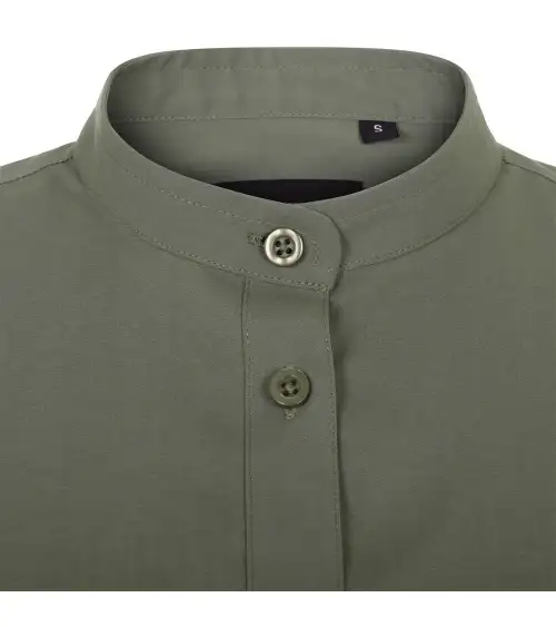 CAMISA MUJER POPELIN MANGA CORTA STRETCH VERDE OLIVA FRENTE