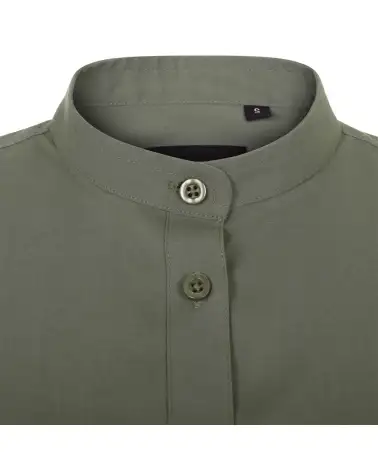 CAMISA MUJER POPELIN MANGA CORTA STRETCH VERDE OLIVA CUELLO
