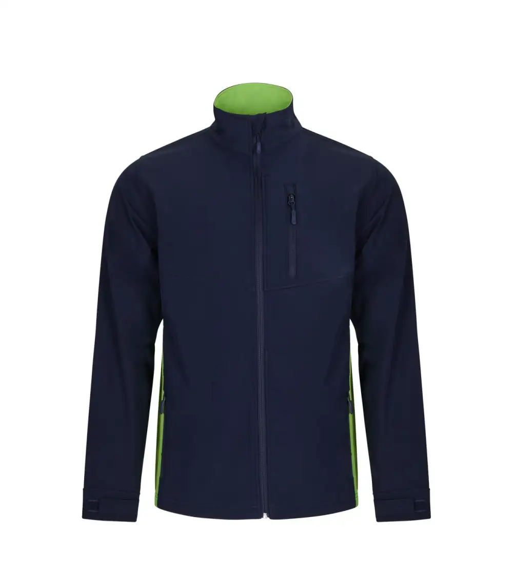 CAZADORA SOFTSHELL BICOLOR INDUSTRIA MARINO VERDE FRENTE