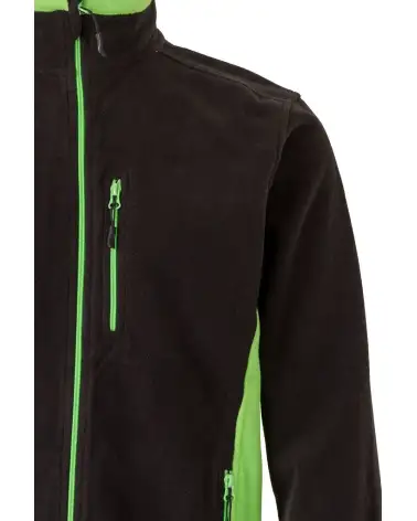 CHAQUETA POLAR BICOLOR INDUSTRIA NEGRO VERDE CIERRE