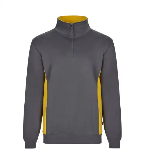 SUDADERA BICOLOR MEDIA CREMALLERA INDUSTRIA GRIS AMARILLO FRENTE