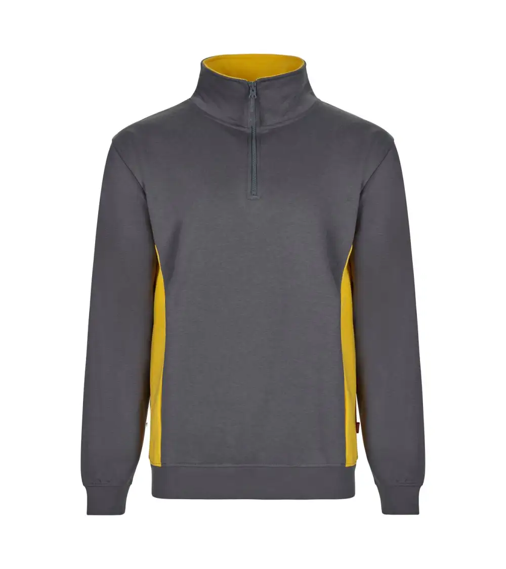 SUDADERA BICOLOR MEDIA CREMALLERA INDUSTRIA GRIS AMARILLO FRENTE
