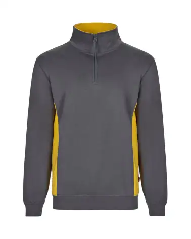 SUDADERA BICOLOR MEDIA CREMALLERA INDUSTRIA GRIS AMARILLO FRENTE