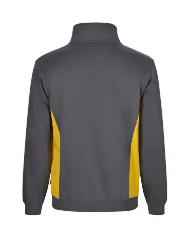 SUDADERA BICOLOR MEDIA CREMALLERA INDUSTRIA GRIS AMARILLO ESPALDA