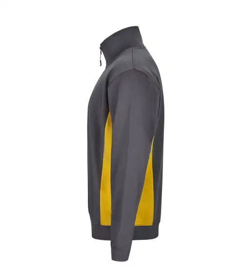 SUDADERA BICOLOR MEDIA CREMALLERA INDUSTRIA GRIS AMARILLO FRENTE