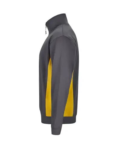 SUDADERA BICOLOR MEDIA CREMALLERA INDUSTRIA GRIS AMARILLO COSTADO