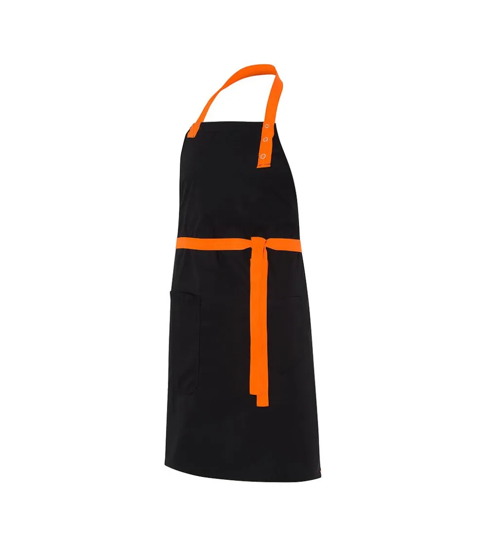 DELANTAL PETO TIRANTES A CONTRASTE NEGRO NARANJA
