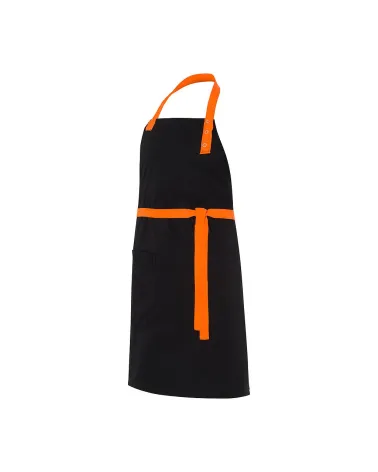 DELANTAL PETO TIRANTES A CONTRASTE NEGRO NARANJA