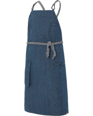 DELANTAL PETO CRUZADO DENIM CAMARERO AJUSTE CUERDA CINTURA