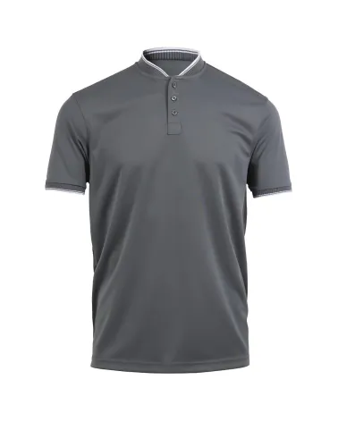 POLO PIQUÉ TRANSPIRABLE MANGA CORTA CUELLO MAO GRIS