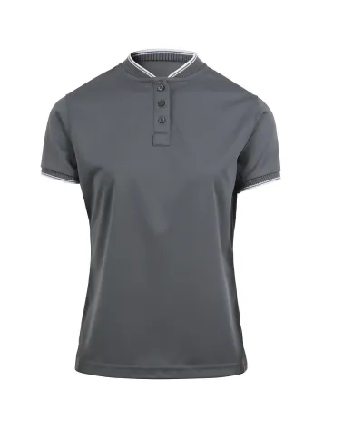 POLO TRANSPIRABLE MUJER MANGA CORTA CUELLO MAO GRIS
