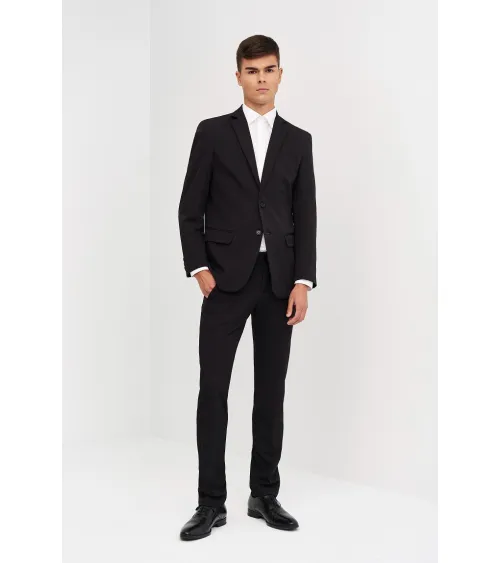 PANTALÓN DE VESTIR ÁJUSTADO ELÁSTICO NEGRO FRENTE