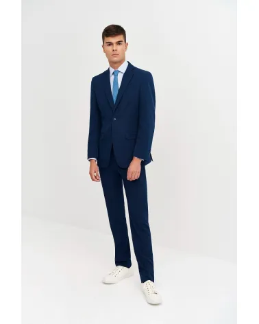 PANTALÓN DE VESTIR ÁJUSTADO ELÁSTICO MARINO FRENTE