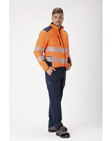CAZADORA ALTAVISIBILIDAD ACOLCHADA REVERSIBLE NARANJA MARINO EJEMPLO DE USO