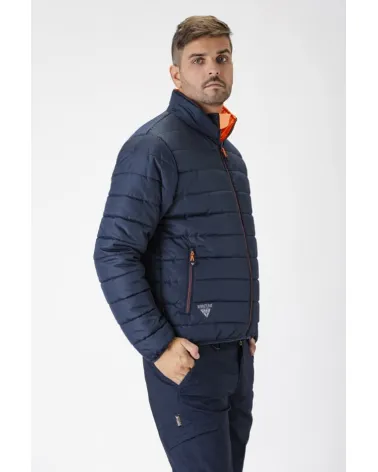 CAZADORA ALTAVISIBILIDAD ACOLCHADA REVERSIBLE NARANJA MARINO REVERSO COSTADO