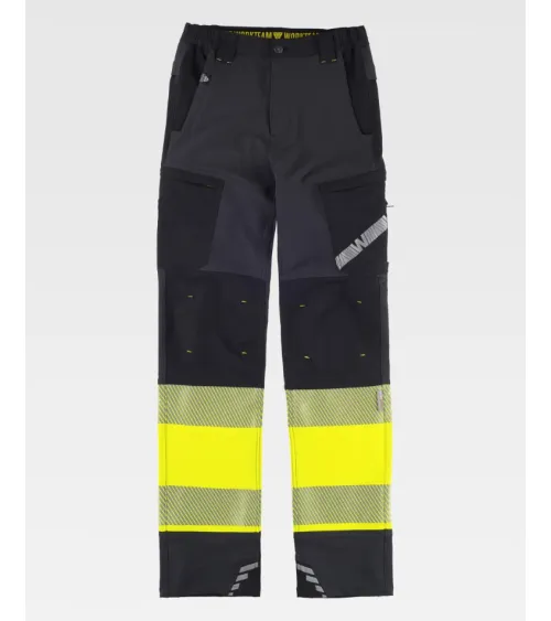 PANTALON TREKKING ALTA VISIBILIDAD GRIS AMARILLO EJEMPLO DE USO