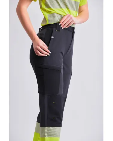 PANTALON TREKKING ALTA VISIBILIDAD GRIS AMARILLO DETALLE BOLSILLO