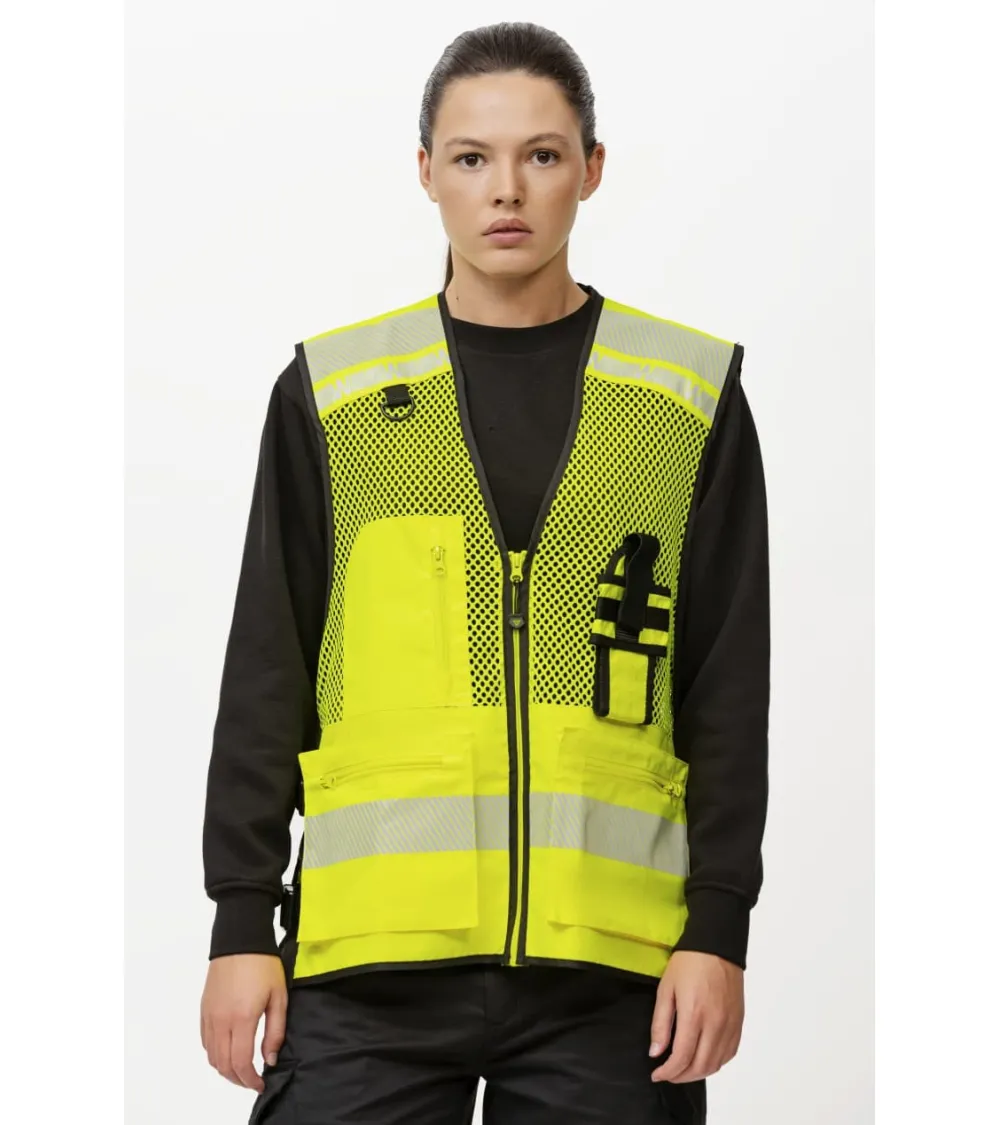 CHALECO ALTAVISIBILIDAD REJILLA AJUSTE LATERAL AMARILLO AJUSTE