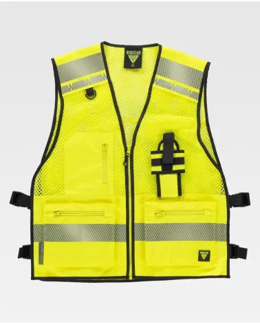 CHALECO ALTAVISIBILIDAD REJILLA AJUSTE LATERAL AMARILLO FRENTE