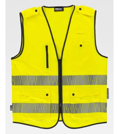 CHALECO ALTAVISIBILIDAD REFLECTANTE SEGMENTADO AMARILLO FRENTE
