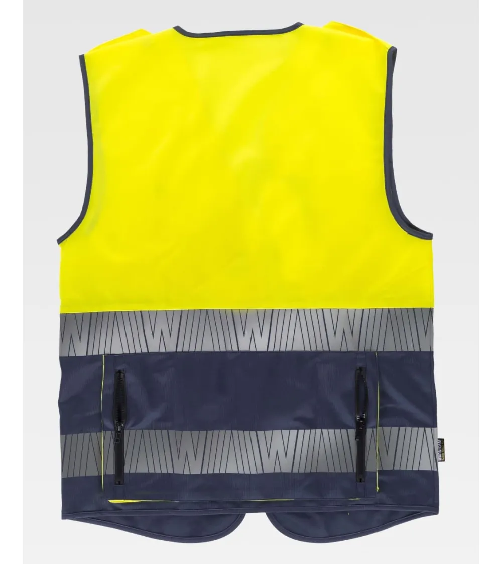 CHALECO BICOLOR ALTAVISIBILIDAD REFLECTANTE MARINO + AMARILLO FRENTE