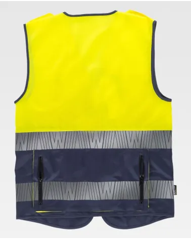 CHALECO BICOLOR ALTAVISIBILIDAD REFLECTANTE MARINO + AMARILLO ESPALDA