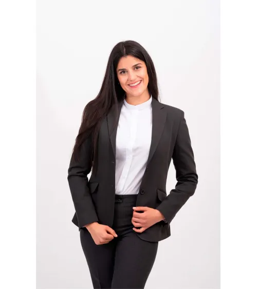 AMERICANA MUJER STRETCH HOSTELERÍA RECEPCIÓN GRIS FRENTE
