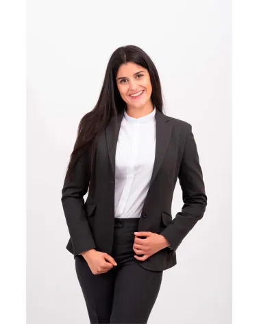 AMERICANA MUJER STRETCH HOSTELERÍA RECEPCIÓN GRIS FRENTE