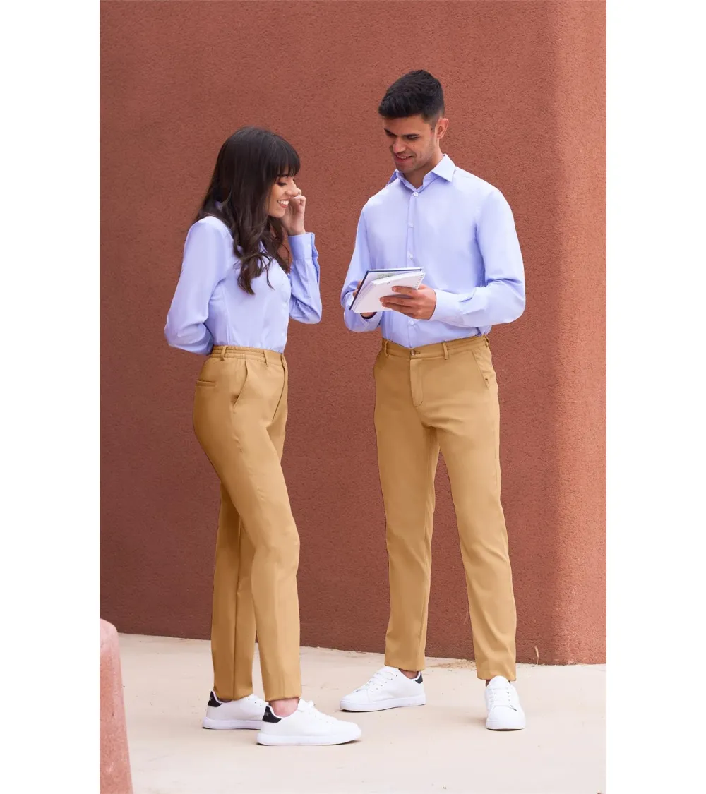 PANTALÓN UNISEX CINTURILLA DE GOMA HOSTELERÍA BEIGE MODELOS