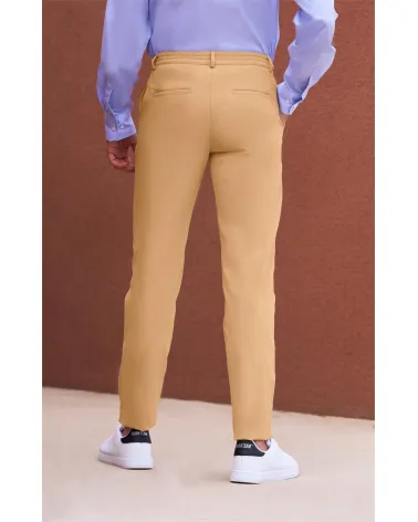PANTALÓN UNISEX CINTURILLA DE GOMA HOSTELERÍA BEIGE ATRÁS