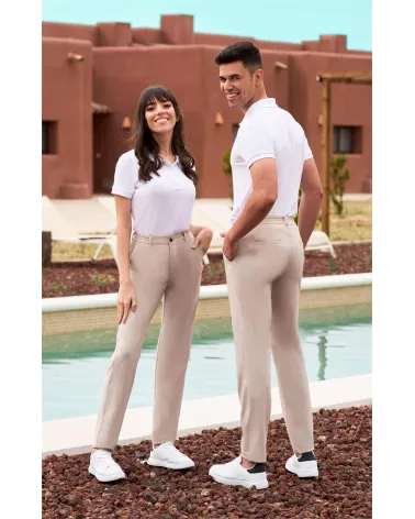 PANTALÓN CHINO UNISEX CINTURILLA GOMA HOSTELERÍA BEIGE CLARO MODELOS