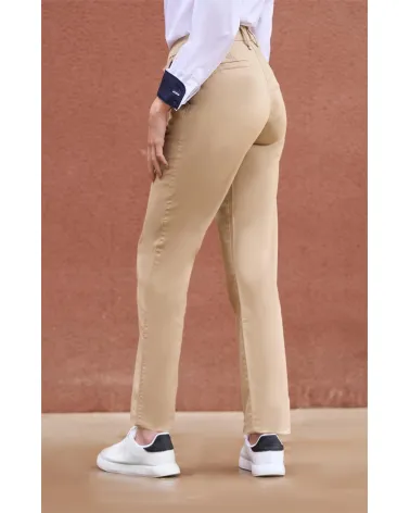 PANTALÓN CHINO MUJER STRETCH COMERCIO BEIGE ATRÁS