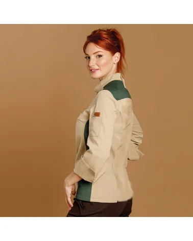 CHAQUETILLA MUJER MICROFIBRA BICOLOR BEIGE - VERDE COSTADO