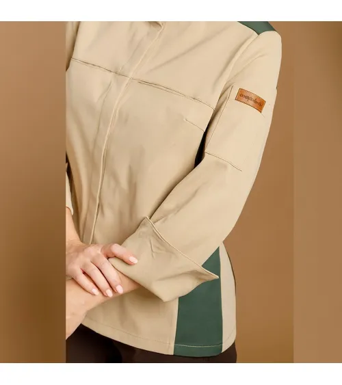 CHAQUETILLA MUJER MICROFIBRA BICOLOR BEIGE - VERDE