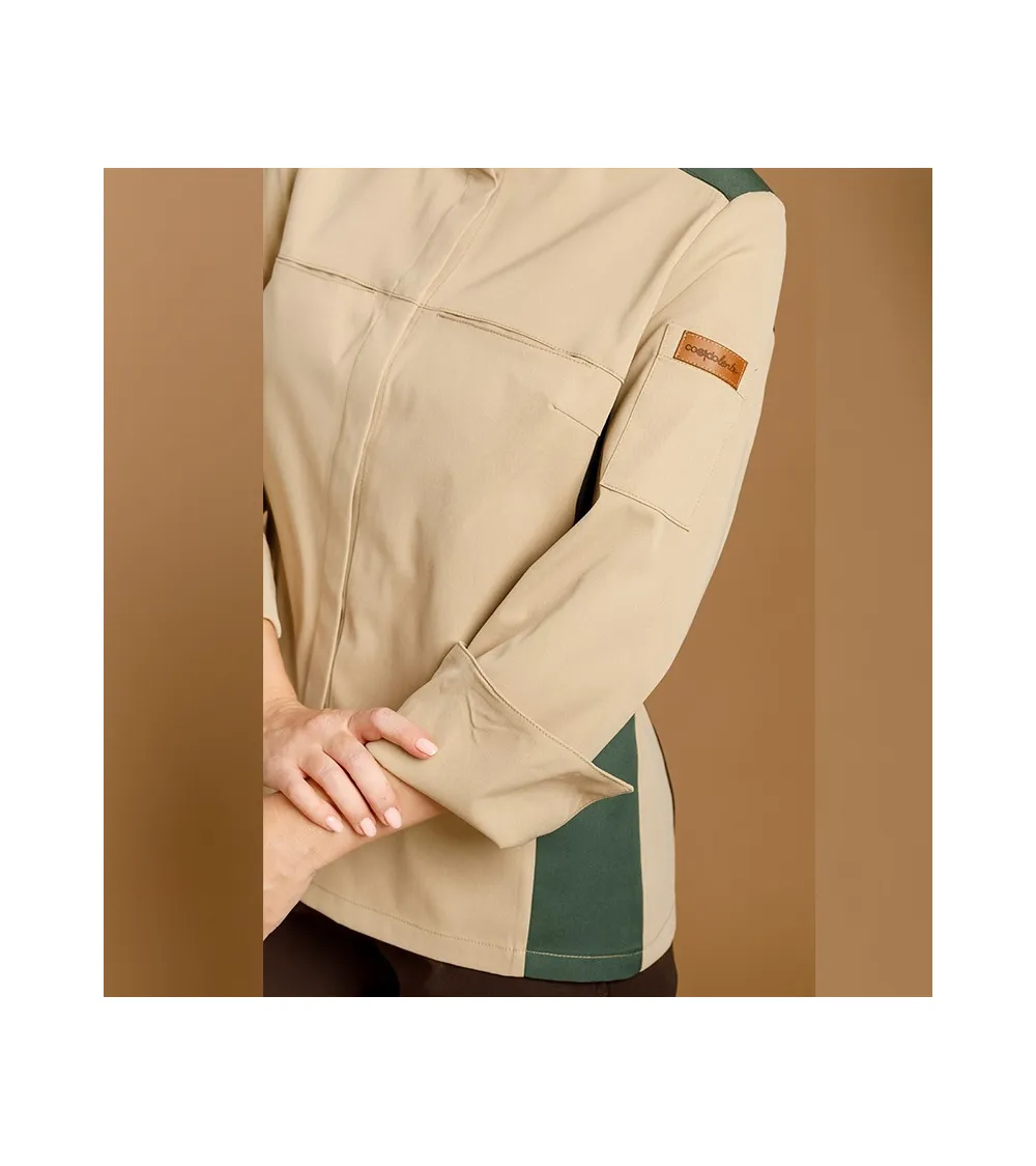 CHAQUETILLA MUJER MICROFIBRA BICOLOR BEIGE - VERDE