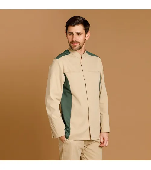 CHAQUETILLA HOMBRE MICROFIBRA BICOLOR BEIGE - VERDE