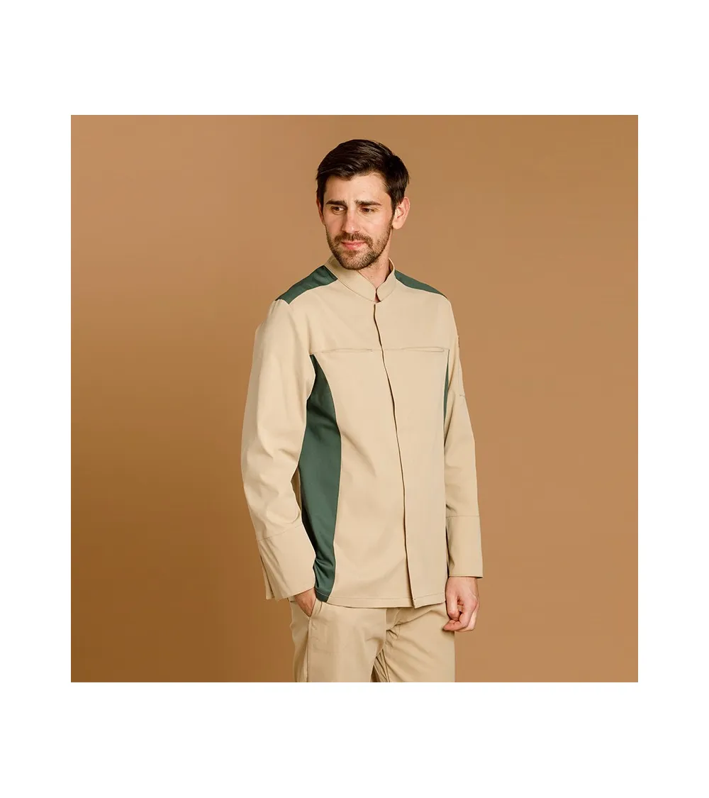 CHAQUETILLA HOMBRE MICROFIBRA BICOLOR BEIGE - VERDE