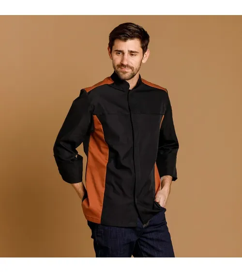 CHAQUETILLA HOMBRE MICROFIBRA BICOLOR NEGRO - TEJA FRENTE