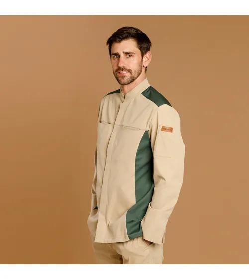 CHAQUETILLA HOMBRE MICROFIBRA BICOLOR BEIGE - VERDE