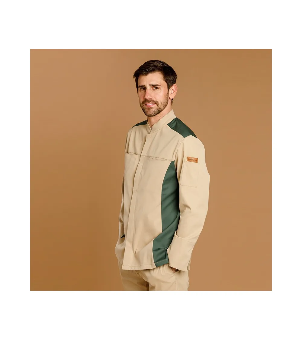 CHAQUETILLA HOMBRE MICROFIBRA BICOLOR BEIGE - VERDE