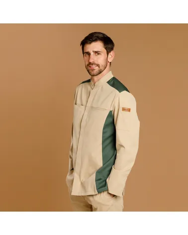 CHAQUETILLA HOMBRE MICROFIBRA BICOLOR BEIGE - VERDE COSTADO