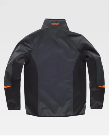 CHAQUETA WORKSHELL REPELENTE DE AGUA GRIS OSCURO ESPALDA