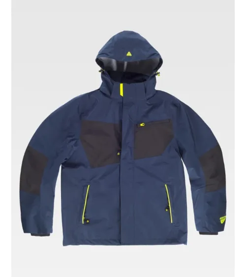 CHAQUETA IMPERMEABLE TRANSPIRABLE CON CAPUCHA MARINO FORRO