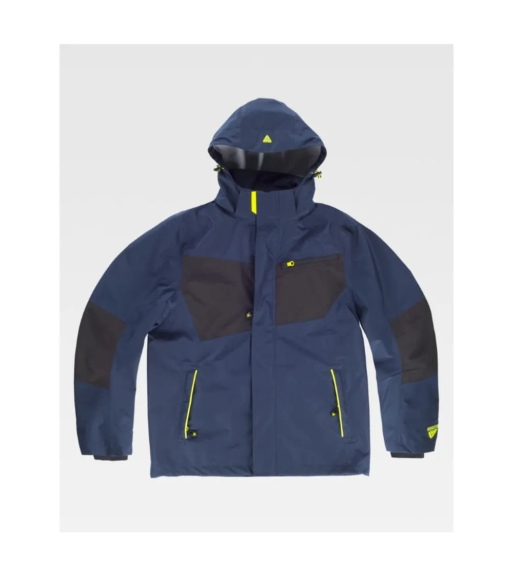 CHAQUETA IMPERMEABLE TRANSPIRABLE CON CAPUCHA MARINO FORRO