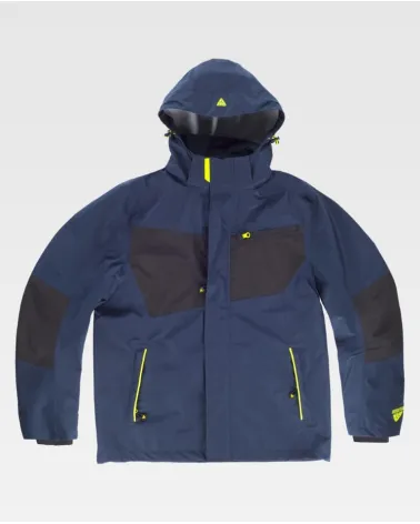 CHAQUETA IMPERMEABLE TRANSPIRABLE CON CAPUCHA MARINO FRENTE