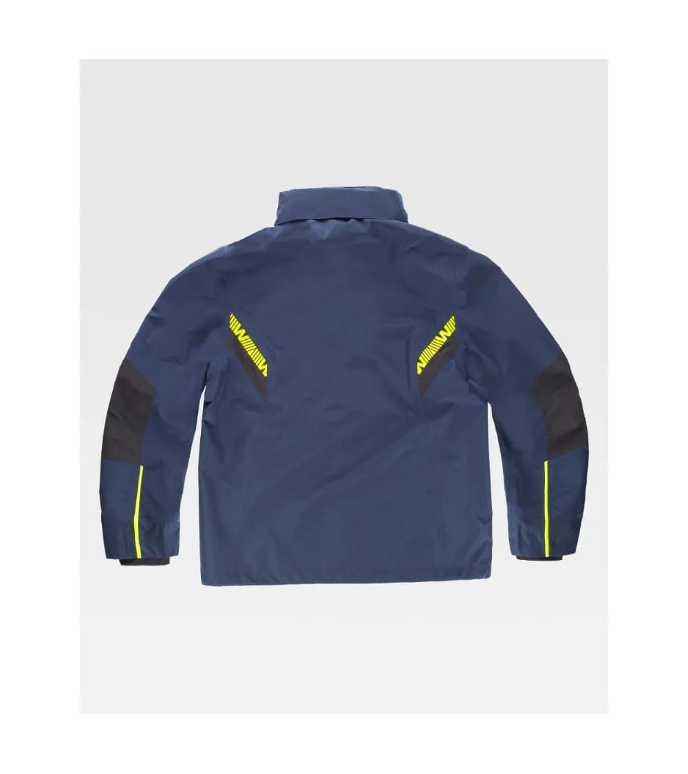 CHAQUETA IMPERMEABLE TRANSPIRABLE CON CAPUCHA MARINO FORRO